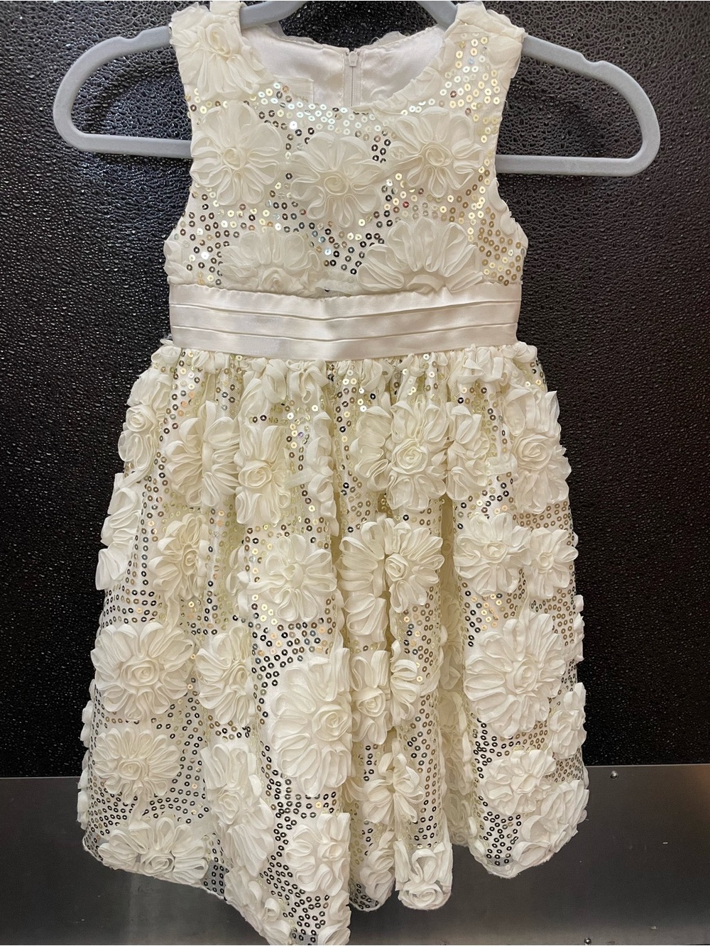 AMERICAN PRINCESS Ivory Floral Sequin Party Dress